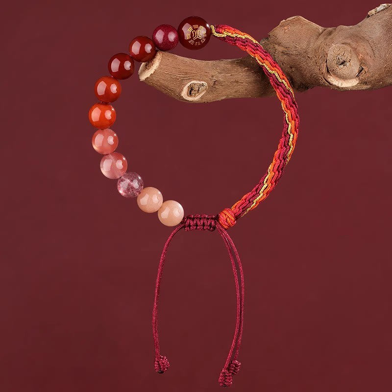 Buddha Stones Cinque Elementi Vari Cristallo Agata Ricchezza Reincarnazione Nodo Braccialetto Treccia