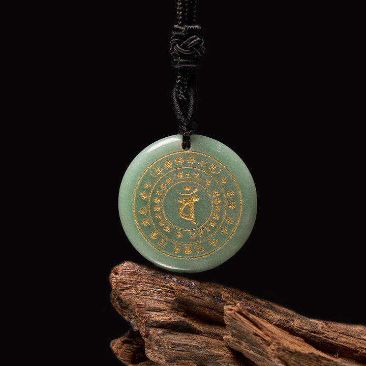 Buddha Stones Vairocana Tathagata Mantra Sanscrito Vari Cristalli Ossidiana Nera Avventurina Verde Forza Collana Pendente