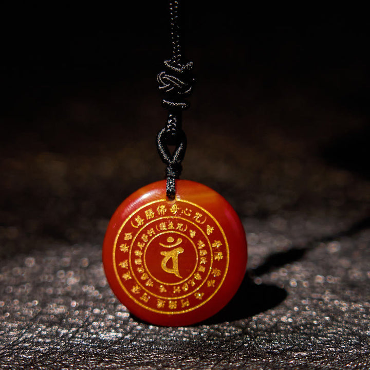 Buddha Stones Vairocana Tathagata Mantra Sanscrito Vari Cristalli Ossidiana Nera Avventurina Verde Forza Collana Pendente