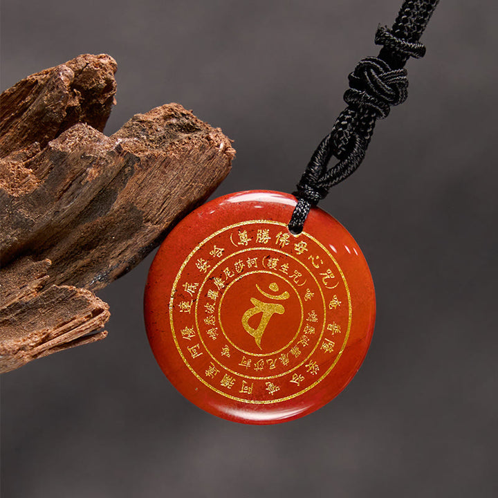 Buddha Stones Vairocana Tathagata Mantra Sanscrito Vari Cristalli Ossidiana Nera Avventurina Verde Forza Collana Pendente
