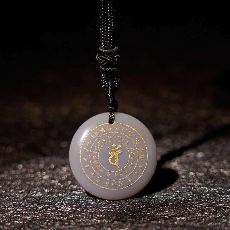 Buddha Stones Vairocana Tathagata Mantra Sanscrito Vari Cristalli Ossidiana Nera Avventurina Verde Forza Collana Pendente