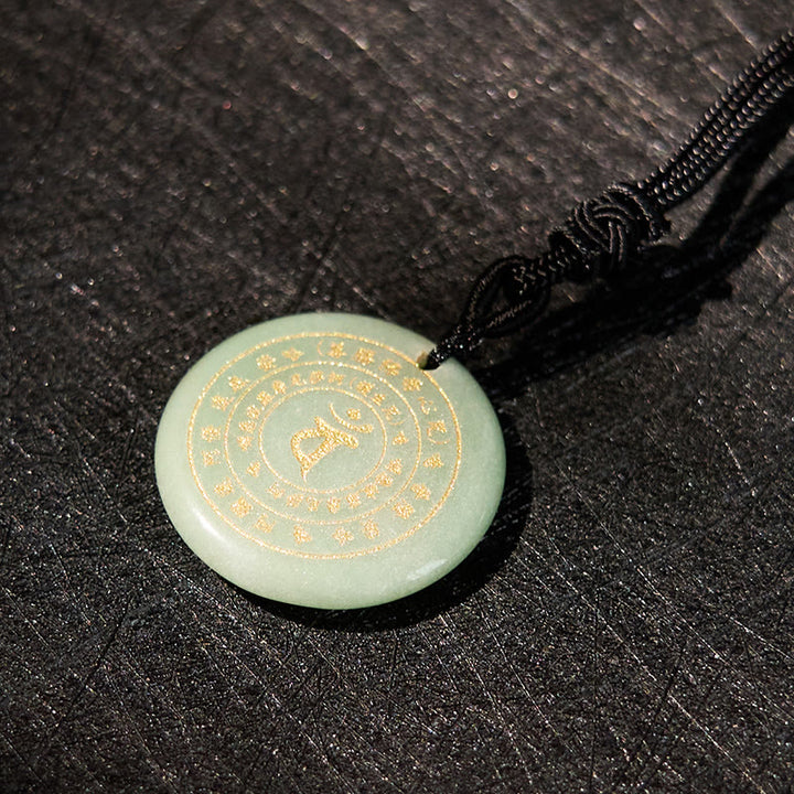 Buddha Stones Vairocana Tathagata Mantra Sanscrito Vari Cristalli Ossidiana Nera Avventurina Verde Forza Collana Pendente