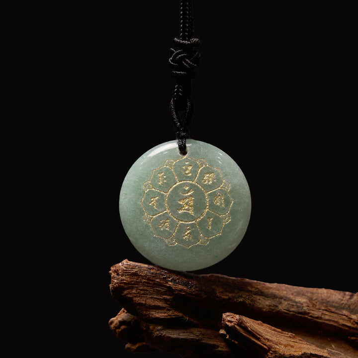 Buddha Stones Om Mani Padme Hum Naturale Vari Cristallo Ossidiana Nera Forza Collana Pendente