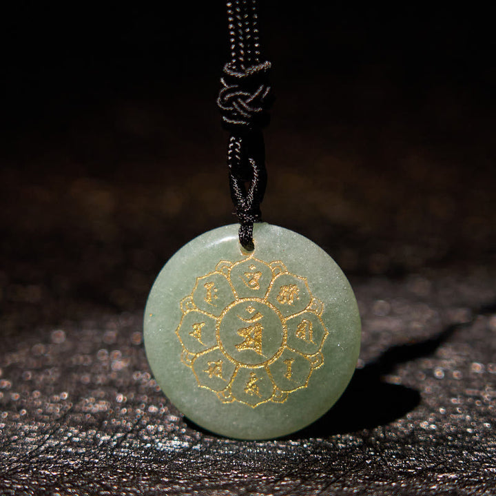 Buddha Stones Om Mani Padme Hum Naturale Vari Cristallo Ossidiana Nera Forza Collana Pendente