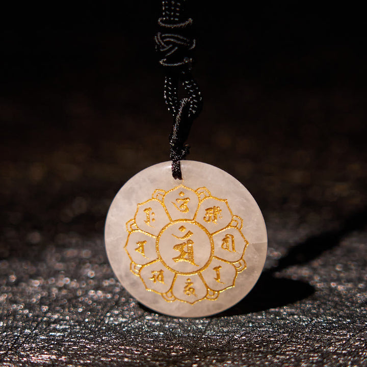 Buddha Stones Om Mani Padme Hum Naturale Vari Cristallo Ossidiana Nera Forza Collana Pendente