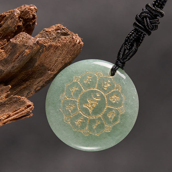 Buddha Stones Om Mani Padme Hum Naturale Vari Cristallo Ossidiana Nera Forza Collana Pendente