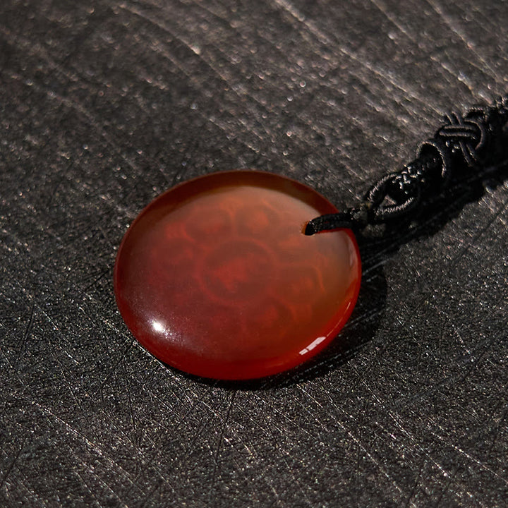 Buddha Stones Om Mani Padme Hum Naturale Vari Cristallo Ossidiana Nera Forza Collana Pendente