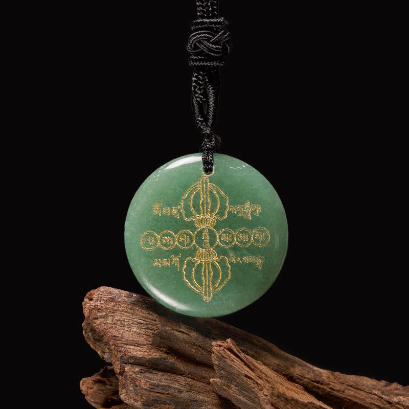 Buddha Stones Vajra Dorje Modello sanscrito Naturale Vario Cristallo Ossidiana nera Collana pendente