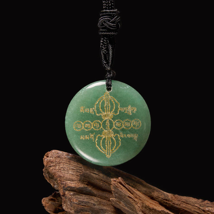 Buddha Stones Vajra Dorje Modello sanscrito Naturale Vario Cristallo Ossidiana nera Collana pendente