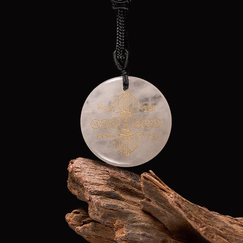 Buddha Stones Vajra Dorje Modello sanscrito Naturale Vario Cristallo Ossidiana nera Collana pendente