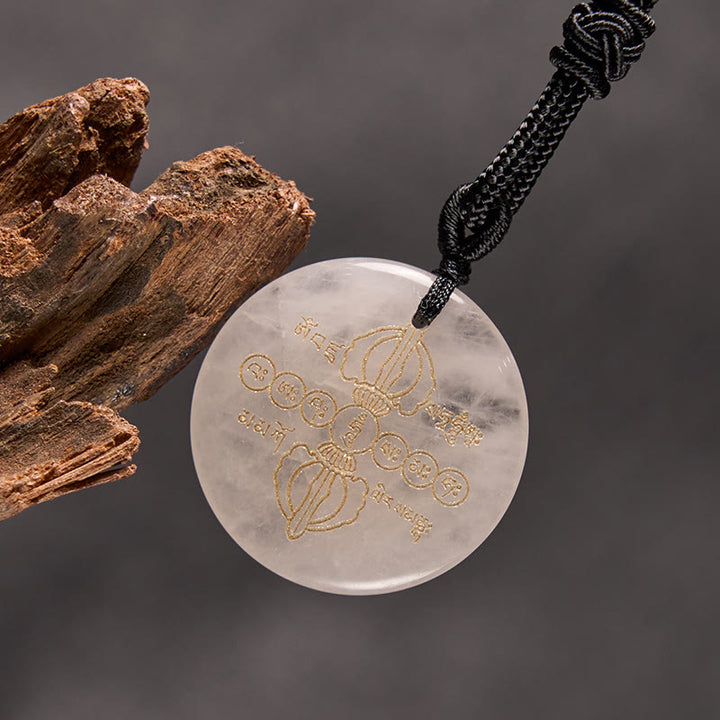 Buddha Stones Vajra Dorje Modello sanscrito Naturale Vario Cristallo Ossidiana nera Collana pendente