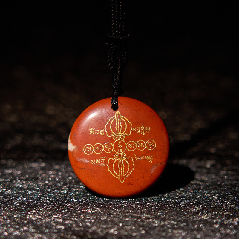 Buddha Stones Vajra Dorje Modello sanscrito Naturale Vario Cristallo Ossidiana nera Collana pendente