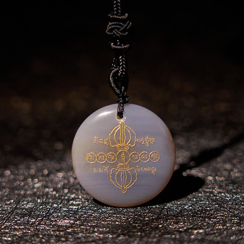 Buddha Stones Vajra Dorje Modello sanscrito Naturale Vario Cristallo Ossidiana nera Collana pendente