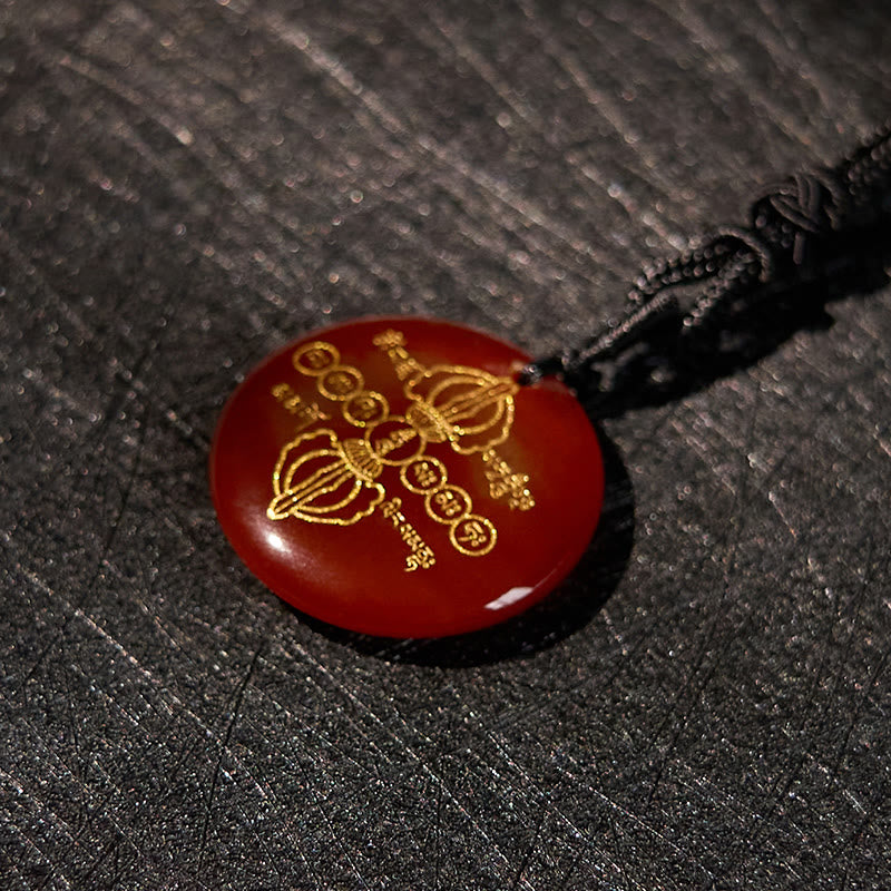 Buddha Stones Vajra Dorje Modello sanscrito Naturale Vario Cristallo Ossidiana nera Collana pendente