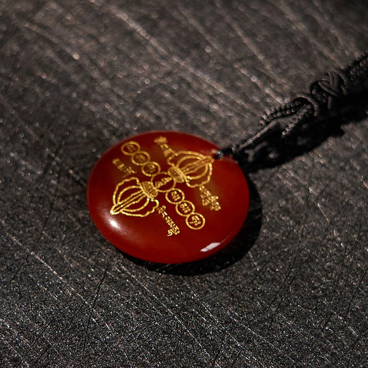 Buddha Stones Vajra Dorje Modello sanscrito Naturale Vario Cristallo Ossidiana nera Collana pendente