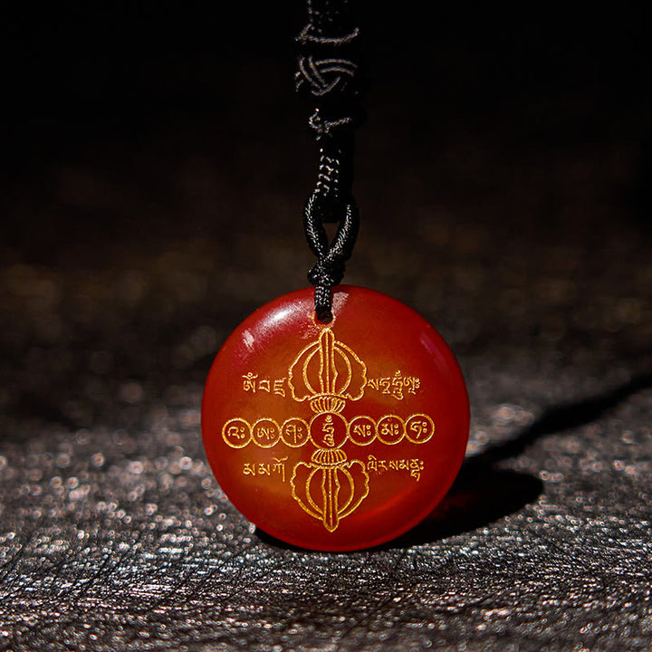 Buddha Stones Vajra Dorje Modello sanscrito Naturale Vario Cristallo Ossidiana nera Collana pendente