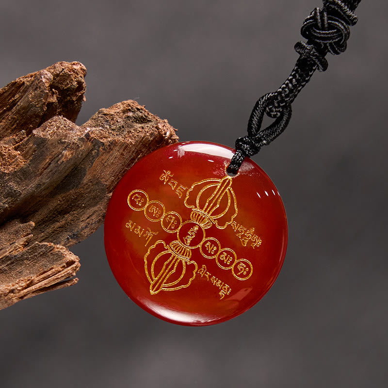 Buddha Stones Vajra Dorje Modello sanscrito Naturale Vario Cristallo Ossidiana nera Collana pendente