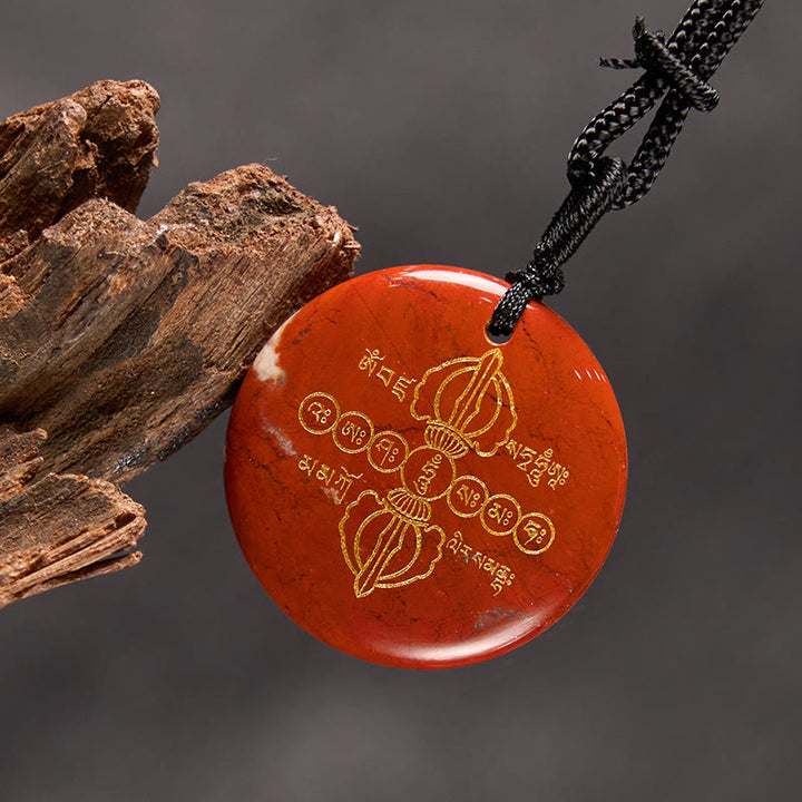 Buddha Stones Vajra Dorje Modello sanscrito Naturale Vario Cristallo Ossidiana nera Collana pendente