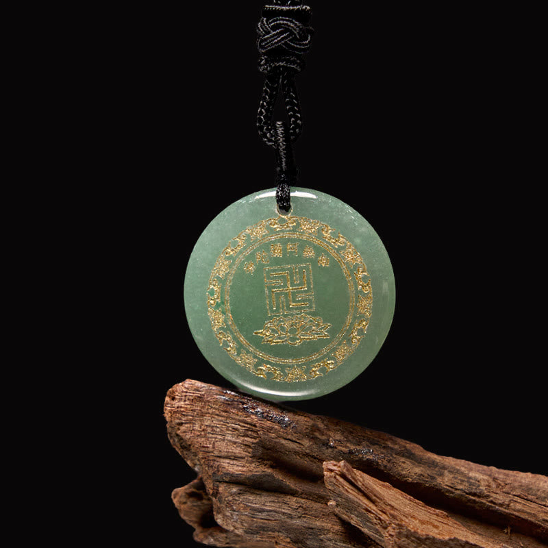 Buddha Stones Svastica Modello di loto Naturale Vario Cristallo Ossidiana Nera Collana Pendente di Purificazione