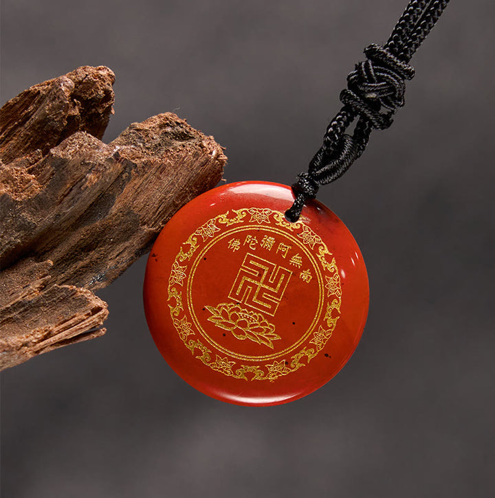 Buddha Stones Svastica Modello di loto Naturale Vario Cristallo Ossidiana Nera Collana Pendente di Purificazione