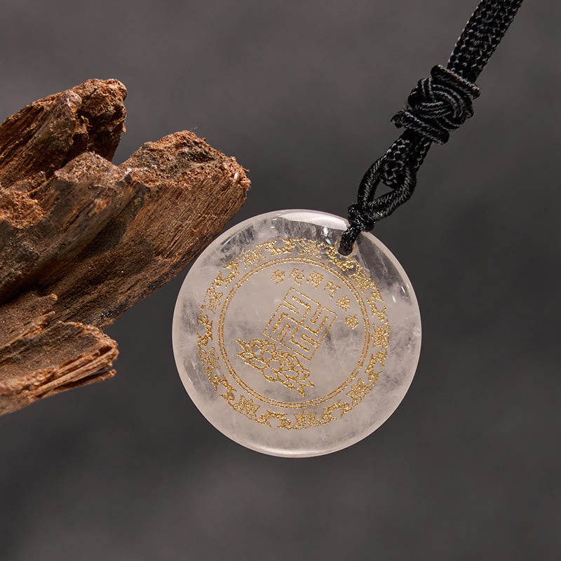 Buddha Stones Svastica Modello di loto Naturale Vario Cristallo Ossidiana Nera Collana Pendente di Purificazione