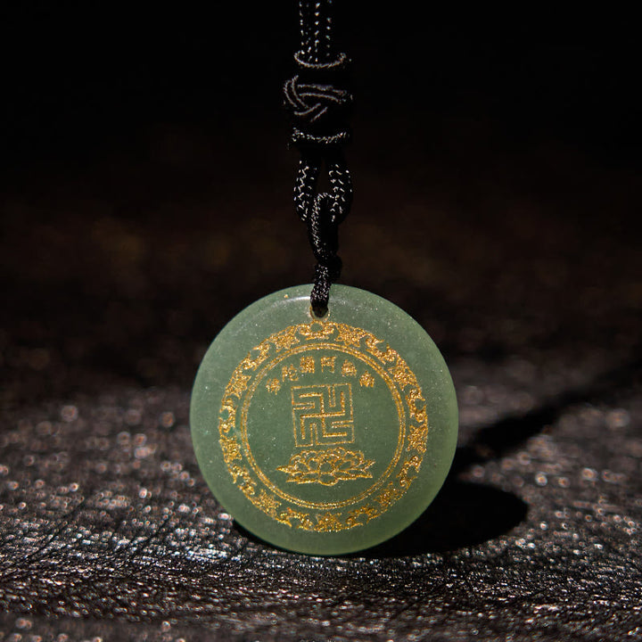 Buddha Stones Svastica Modello di loto Naturale Vario Cristallo Ossidiana Nera Collana Pendente di Purificazione