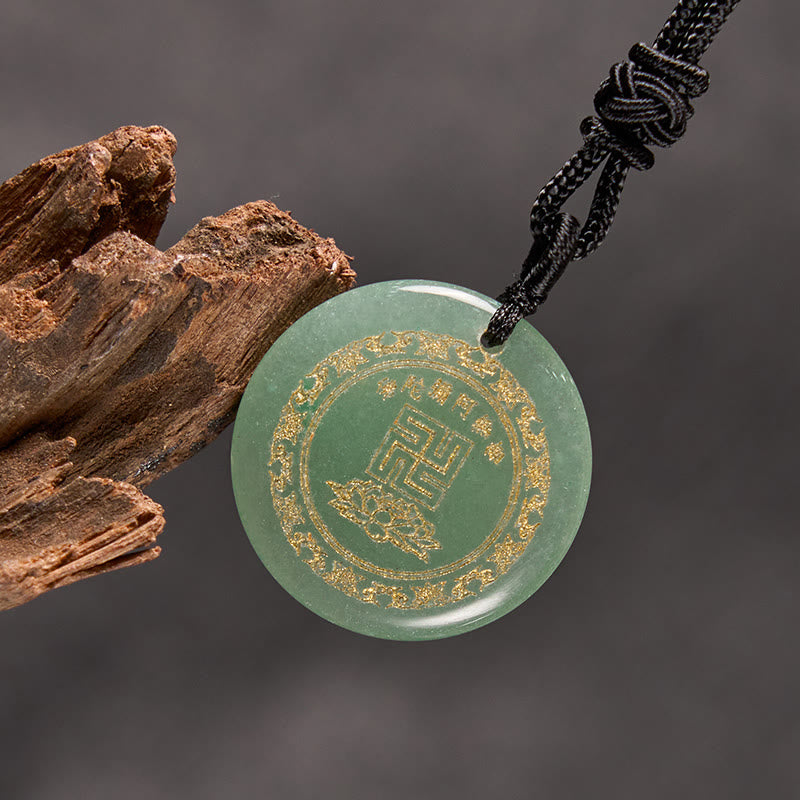 Buddha Stones Svastica Modello di loto Naturale Vario Cristallo Ossidiana Nera Collana Pendente di Purificazione