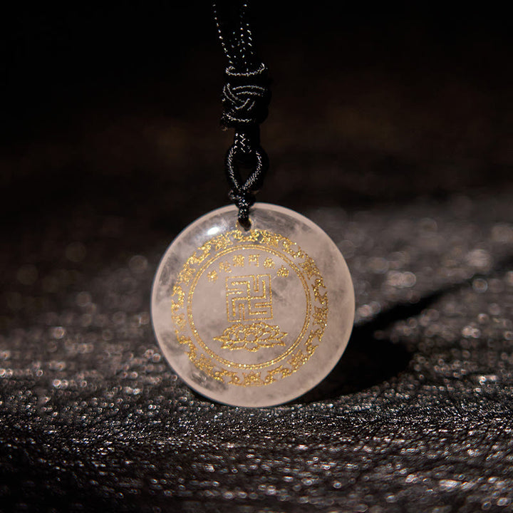 Buddha Stones Svastica Modello di loto Naturale Vario Cristallo Ossidiana Nera Collana Pendente di Purificazione