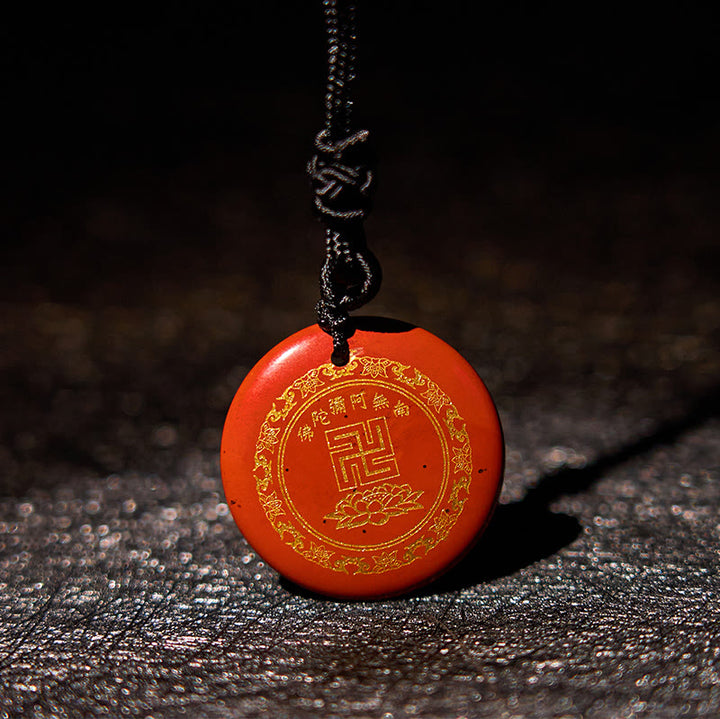 Buddha Stones Svastica Modello di loto Naturale Vario Cristallo Ossidiana Nera Collana Pendente di Purificazione