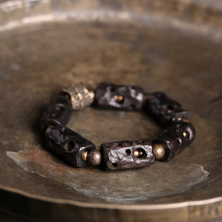 Bracciale Buddha Stones Ebano Legno Rame Ottone Calma