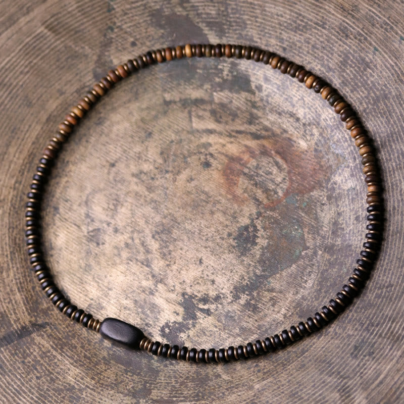 Braccialetto doppio giro calmante in ottone e rame con Buddha Stones, legno di ebano e sandalo verde