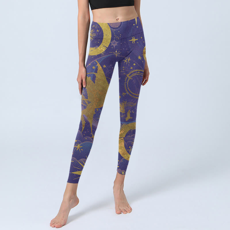 Leggings da palestra con stampa Buddha Stones Moon Sun Stars da donna - image 5