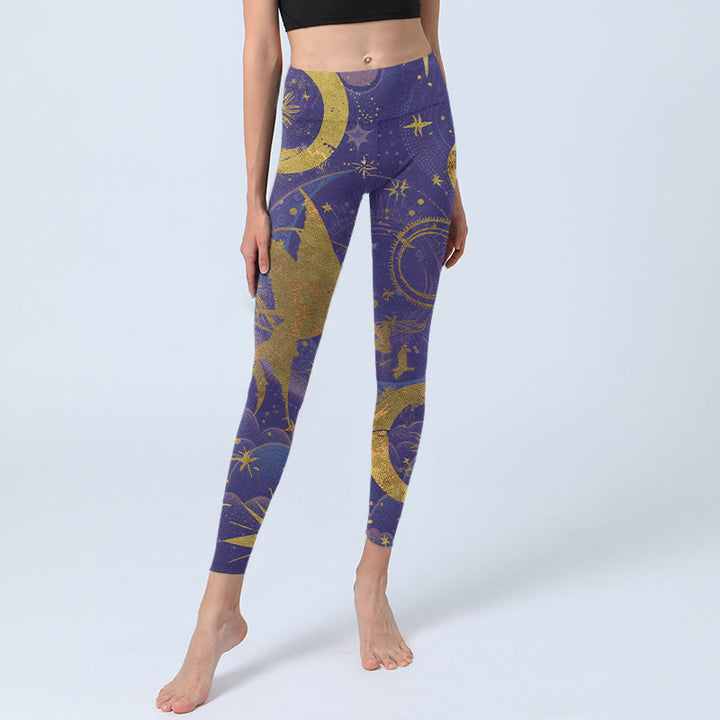 Leggings da palestra con stampa Buddha Stones Moon Sun Stars da donna - image 5