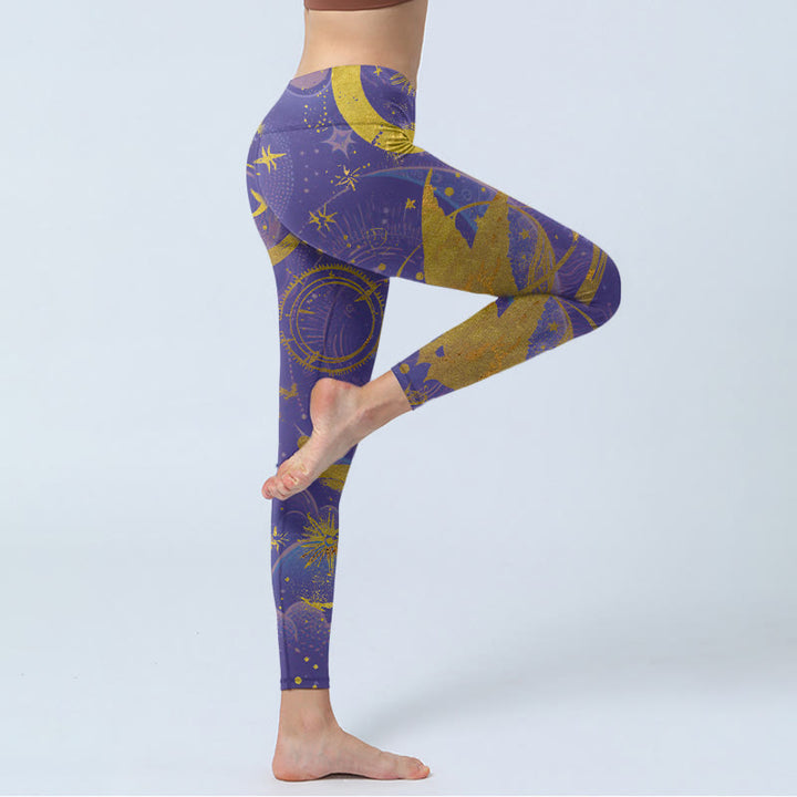 Leggings da palestra con stampa Buddha Stones Moon Sun Stars da donna - image 4