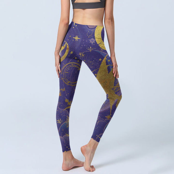 Leggings da palestra con stampa Buddha Stones Moon Sun Stars da donna - image 6