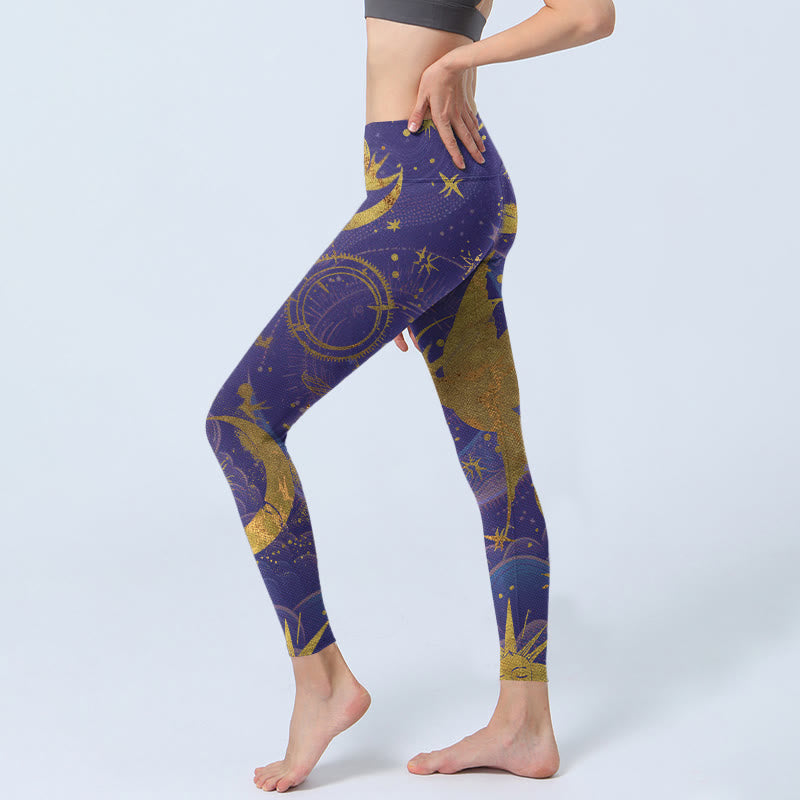 Leggings da palestra con stampa Buddha Stones Moon Sun Stars da donna - image 3