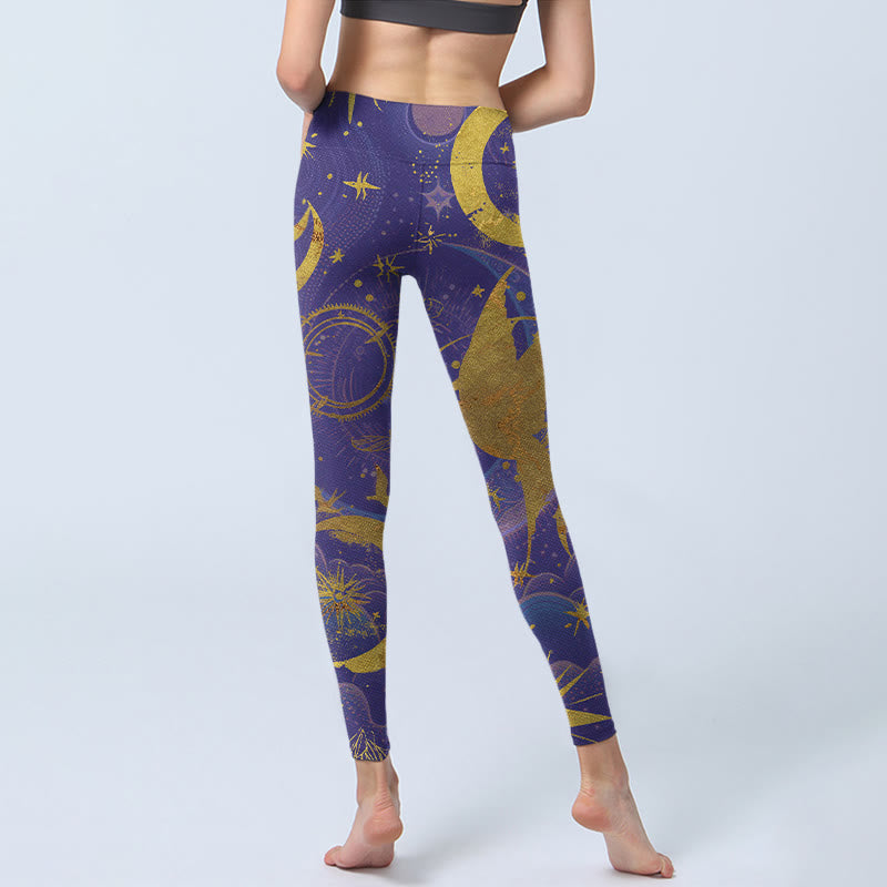 Leggings da palestra con stampa Buddha Stones Moon Sun Stars da donna - image 5