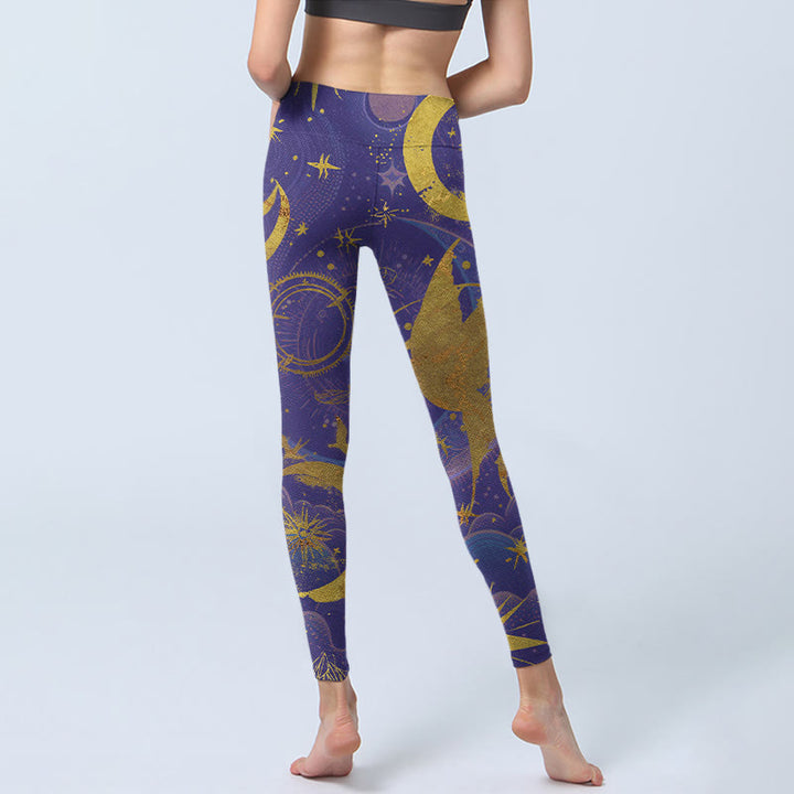 Leggings da palestra con stampa Buddha Stones Moon Sun Stars da donna - image 5