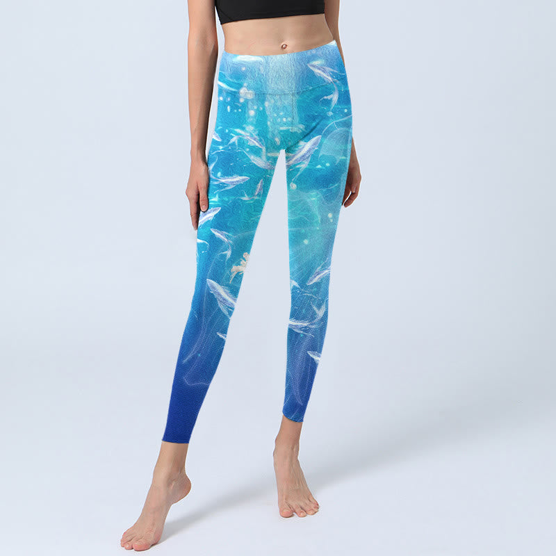 Leggings da palestra con stampa Buddha Stones Fish In The Ocean, pantaloni da yoga da donna - image 6