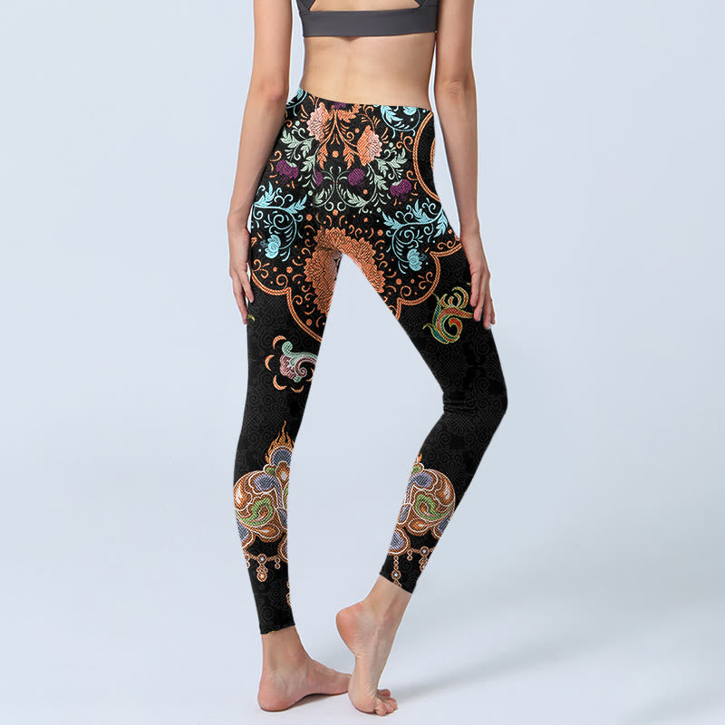 Leggings da palestra con stampa Buddha Stones Mandala e nuvole di buon auspicio, pantaloni da yoga da donna - image 5