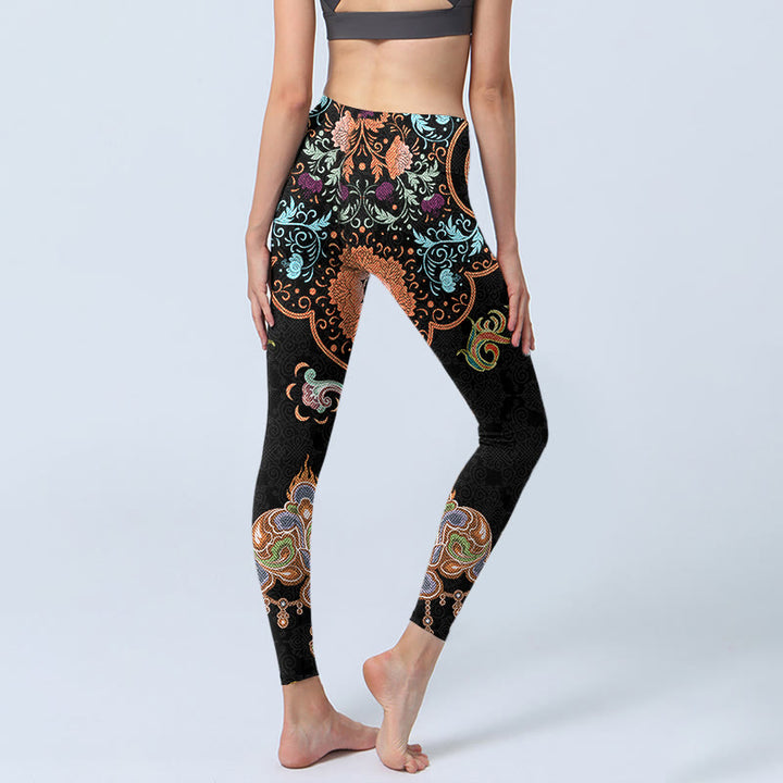 Leggings da palestra con stampa Buddha Stones Mandala e nuvole di buon auspicio, pantaloni da yoga da donna - image 5