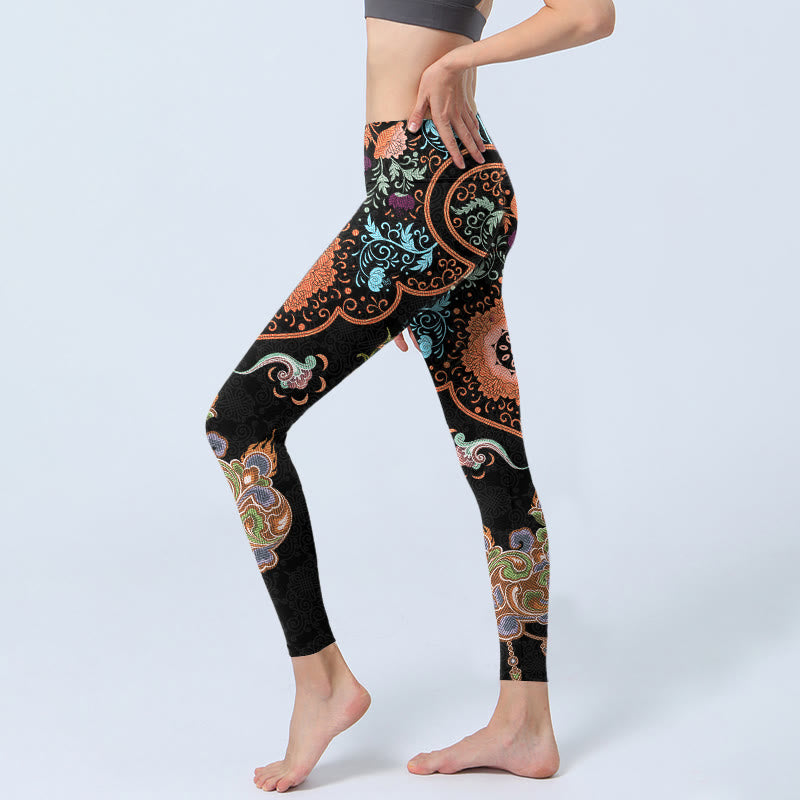 Leggings da palestra con stampa Buddha Stones Mandala e nuvole di buon auspicio, pantaloni da yoga da donna - image 3
