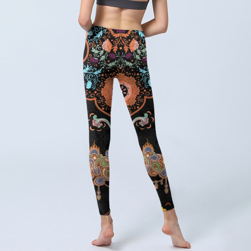 Leggings da palestra con stampa Buddha Stones Mandala e nuvole di buon auspicio, pantaloni da yoga da donna - image 6