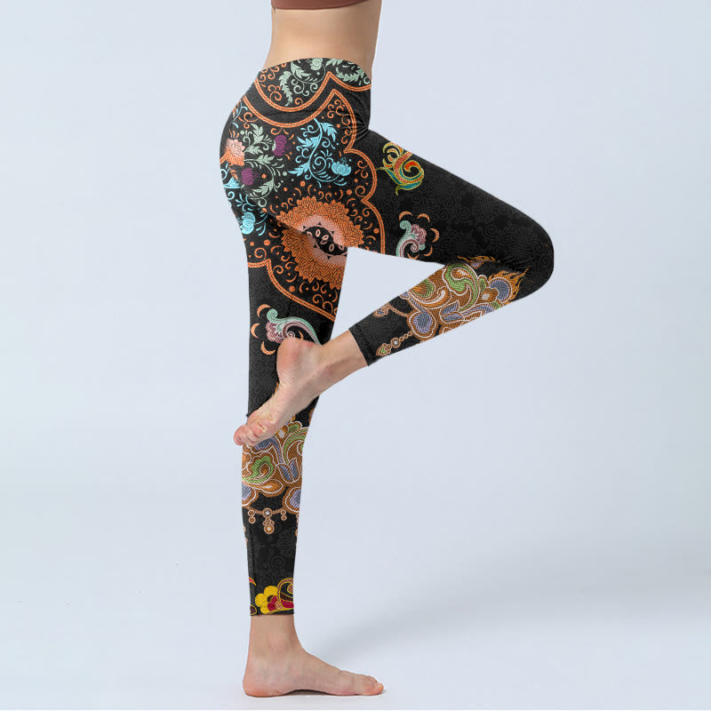 Leggings da palestra con stampa Buddha Stones Mandala e nuvole di buon auspicio, pantaloni da yoga da donna - image 3