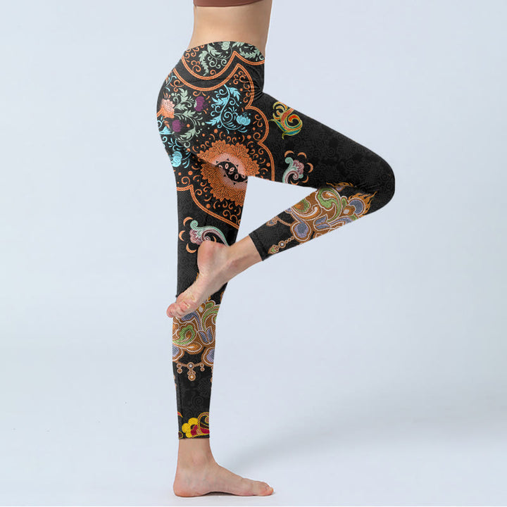 Leggings da palestra con stampa Buddha Stones Mandala e nuvole di buon auspicio, pantaloni da yoga da donna - image 3