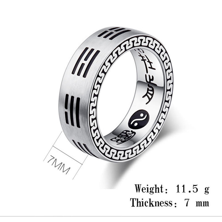 Anello di armonia in acciaio al titanio con mantra taoista a nove caratteri, Bagua, Yin e Yang , Buddha Stones