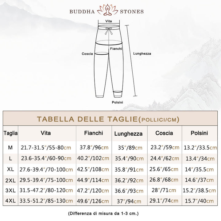 Pantaloni harem con coulisse in cotone casual da donna Buddha Stones con tasche - image 4