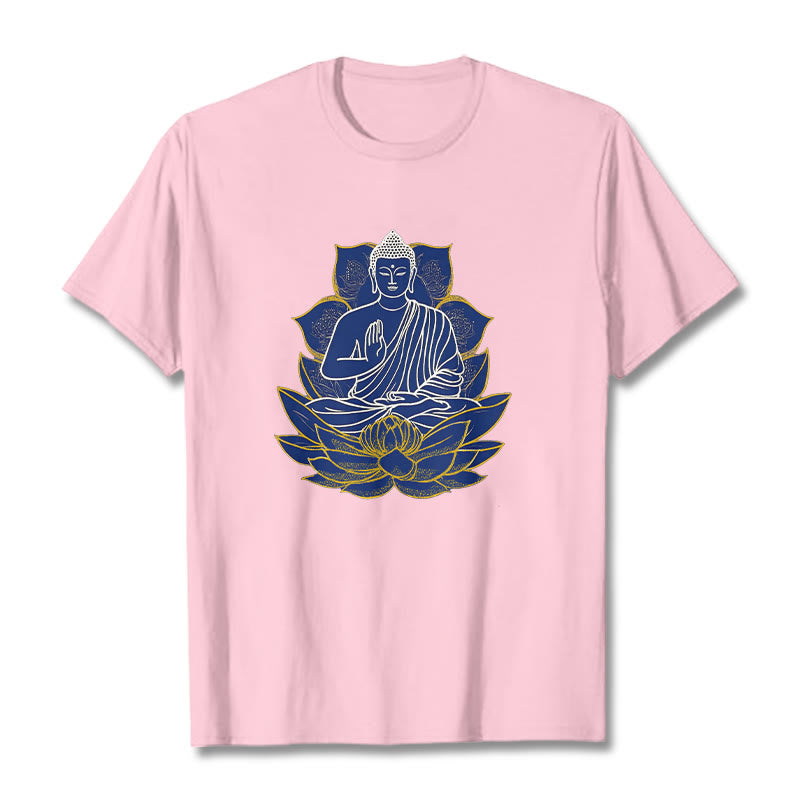 Maglietta in cotone con Buddha Stones Buddha seduto sul loto - Rosa chiaro - 2XL - image 19