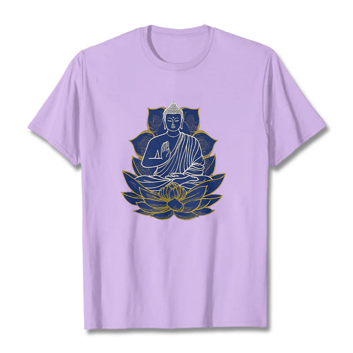 Maglietta in cotone con Buddha Stones Buddha seduto sul loto - Prugna - 2XL - image 9