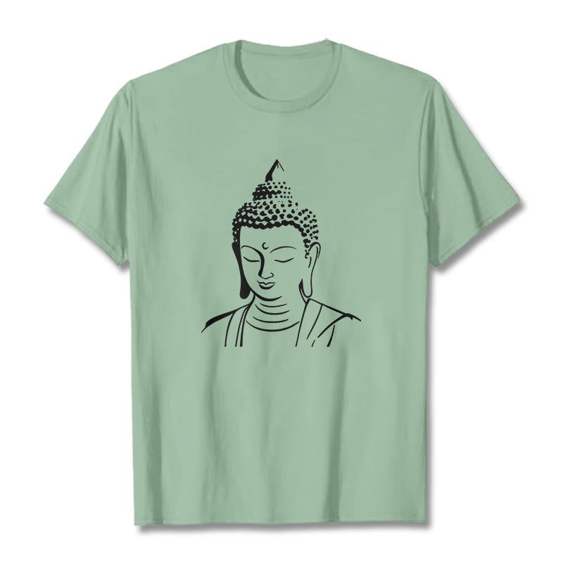 Maglietta in cotone con motivo a testa di Buddha Buddha Stones Buddha - Verde pallido - 2XL - image 16